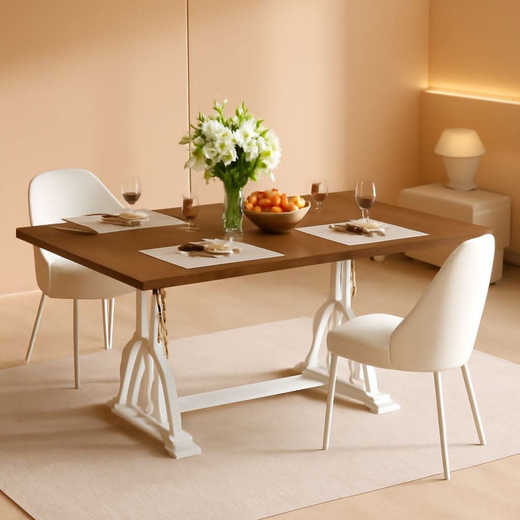 Walnut Rectangular Dining Table With Thick Top Seats 6 8