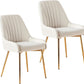 White Velvet Upholstered Dining Chairs Metallic Legs