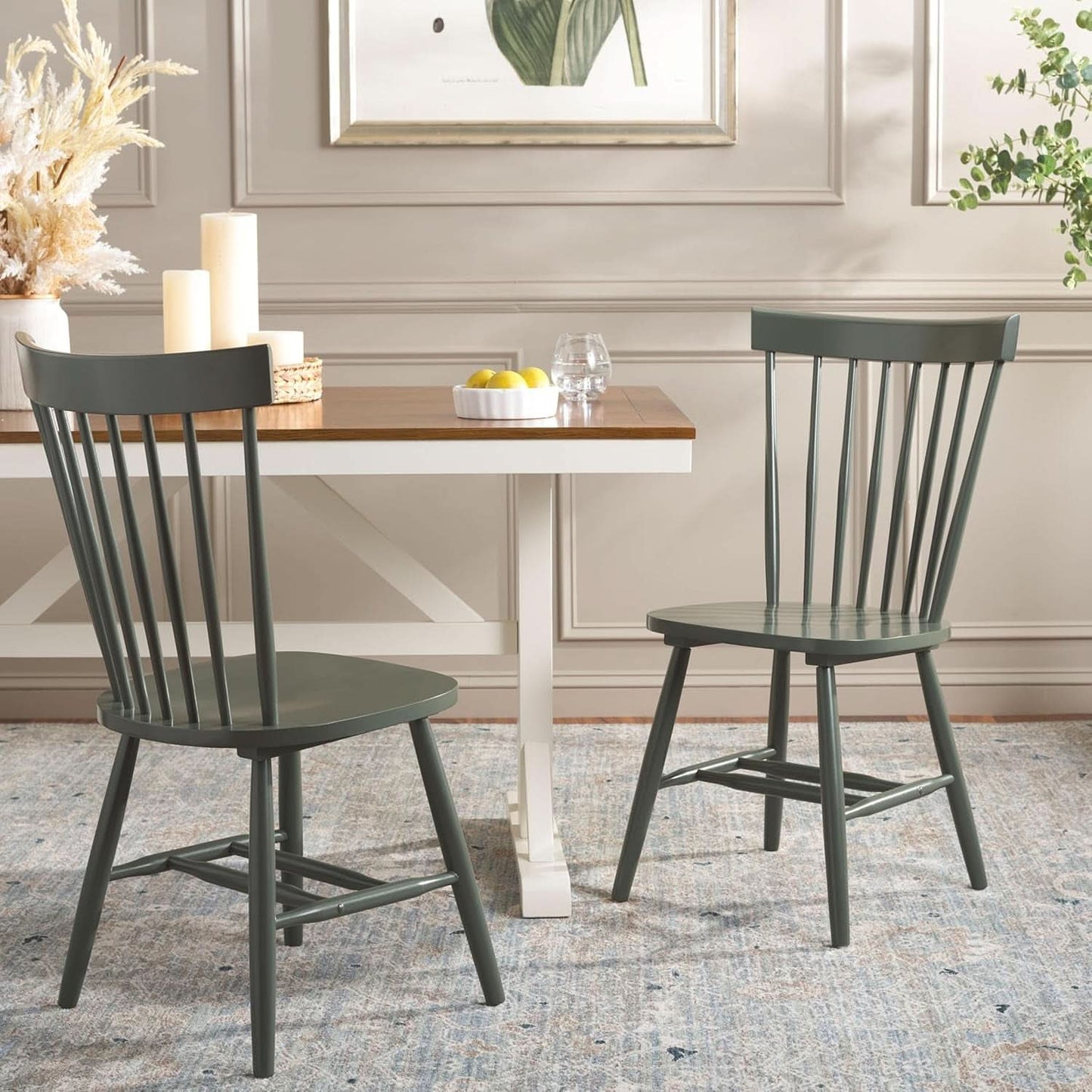Dusty Green Windsor Spindle Dining Chair Set Of 2 Solid Wood
