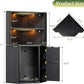 71-Inch L-Shaped Bar Cabinet Fridge Space Freestanding-1