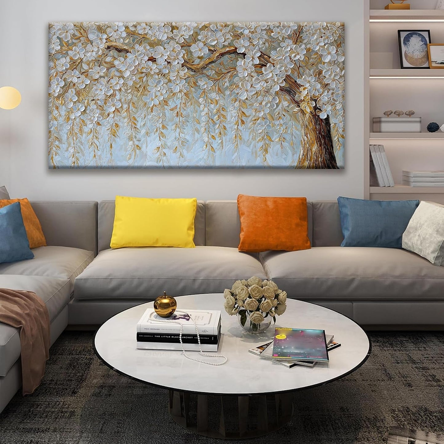 Luxurious Ivory Textured Canvas Wall Art 29x58Inches