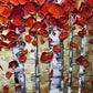 Red Birch Trees Wall Art 24x48 Inches Hand Painted Oil On Canvas
