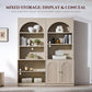 Cream Arched Fluted Bookcase With Adjustable Shelving-2