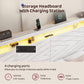 Queen Platform Bed Frame With Storage Drawers USB Charging LED