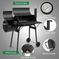 Industrial Black Charcoal Grill Integrated Offset Smoker