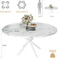 47.24in Circular Dining Table White Marble Pedestal