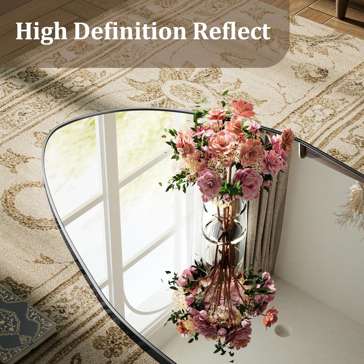 67x24 Oversized Diamond Floor Mirror Black Aluminum