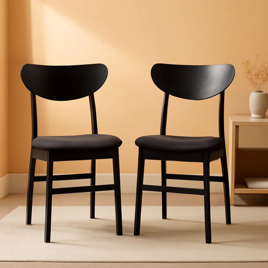 Home Lucca Retro Black Cushion Dining Chair Set Of 2 Wood
