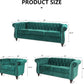 Green Velvet Chesterfield Living Room Set Including Sofa Loveseat and Club Chair