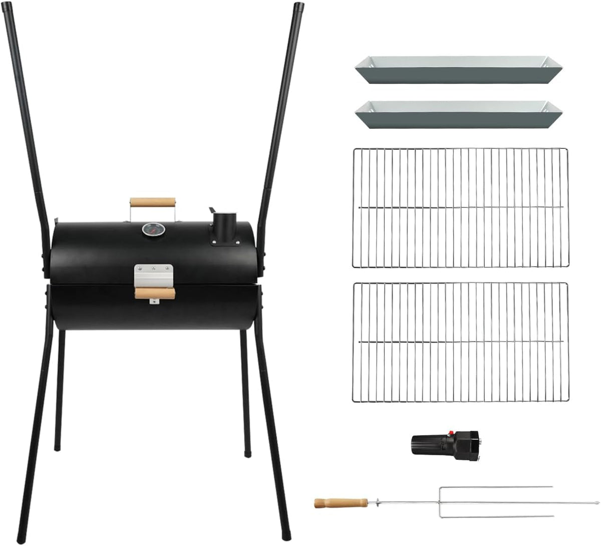 Portable Charcoal Grill With Thermometer Dual Sided