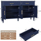 Contemporary Blue Fluted Sideboard Buffet Cabinet Storage