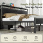 Full Standard Size Bed Frame With Storage Headboard