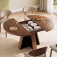 Extendable Round Dining Table Walnut Brown Finish