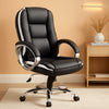 Ergonomic Black Leather Office Chair With Lumbar Support-0
