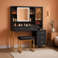 Makeup Vanity Table With Black Gold RGB Lighting Pro