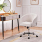Cream Velvet Swivel Desk Chair With Wheels Tufted Back