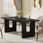 Black 71 Inch Dining Table For Six With Wood Pedestal