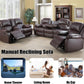 Brown Faux Leather Reclining Living Room Set Sofa Loveseat Chair