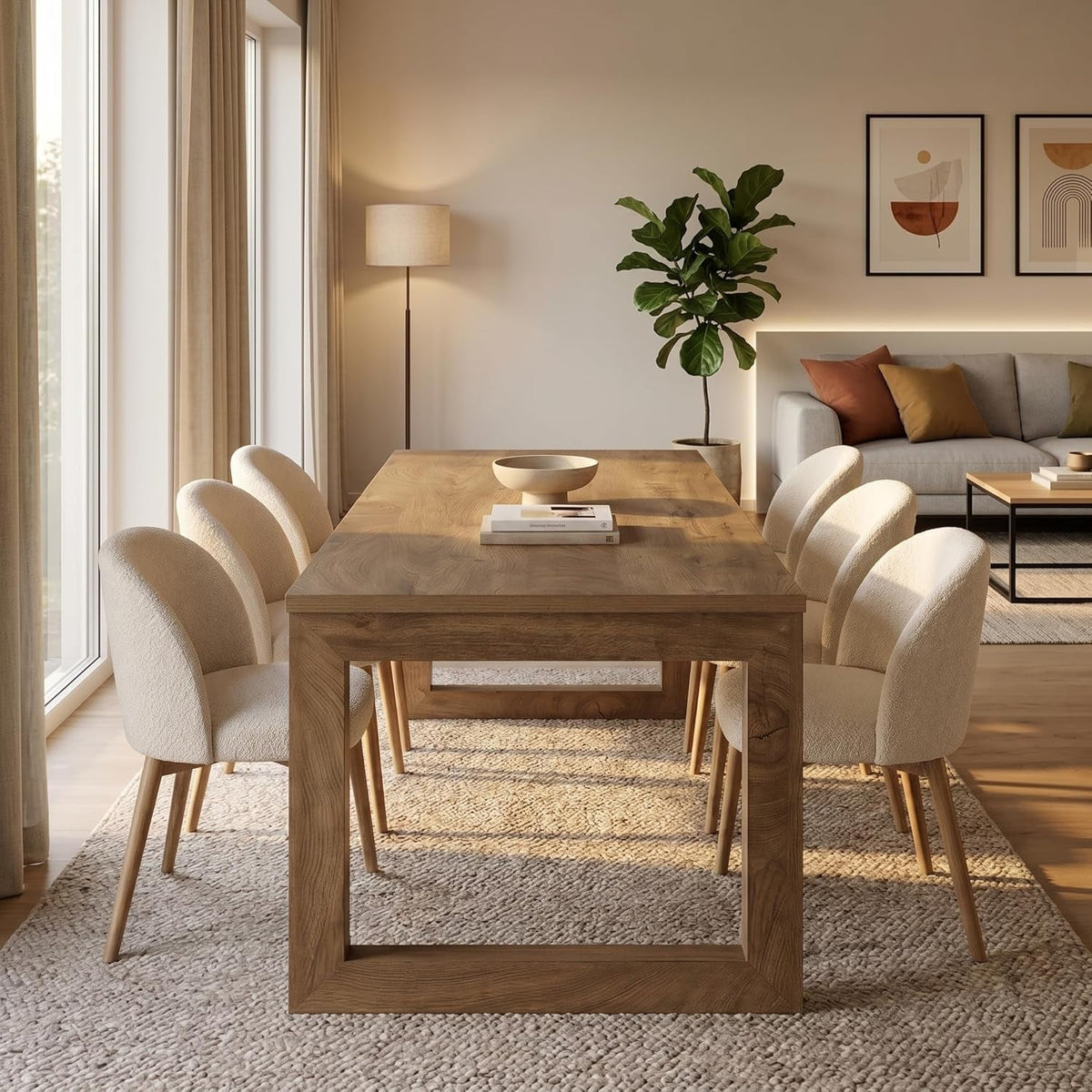 78 Inch Rustic Wood Finish Dining Table With Pedestal