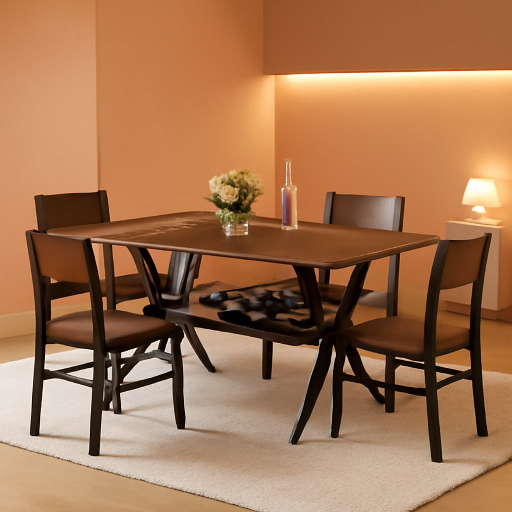 Rectangular 55 Inch Dining Table Storage Underneath