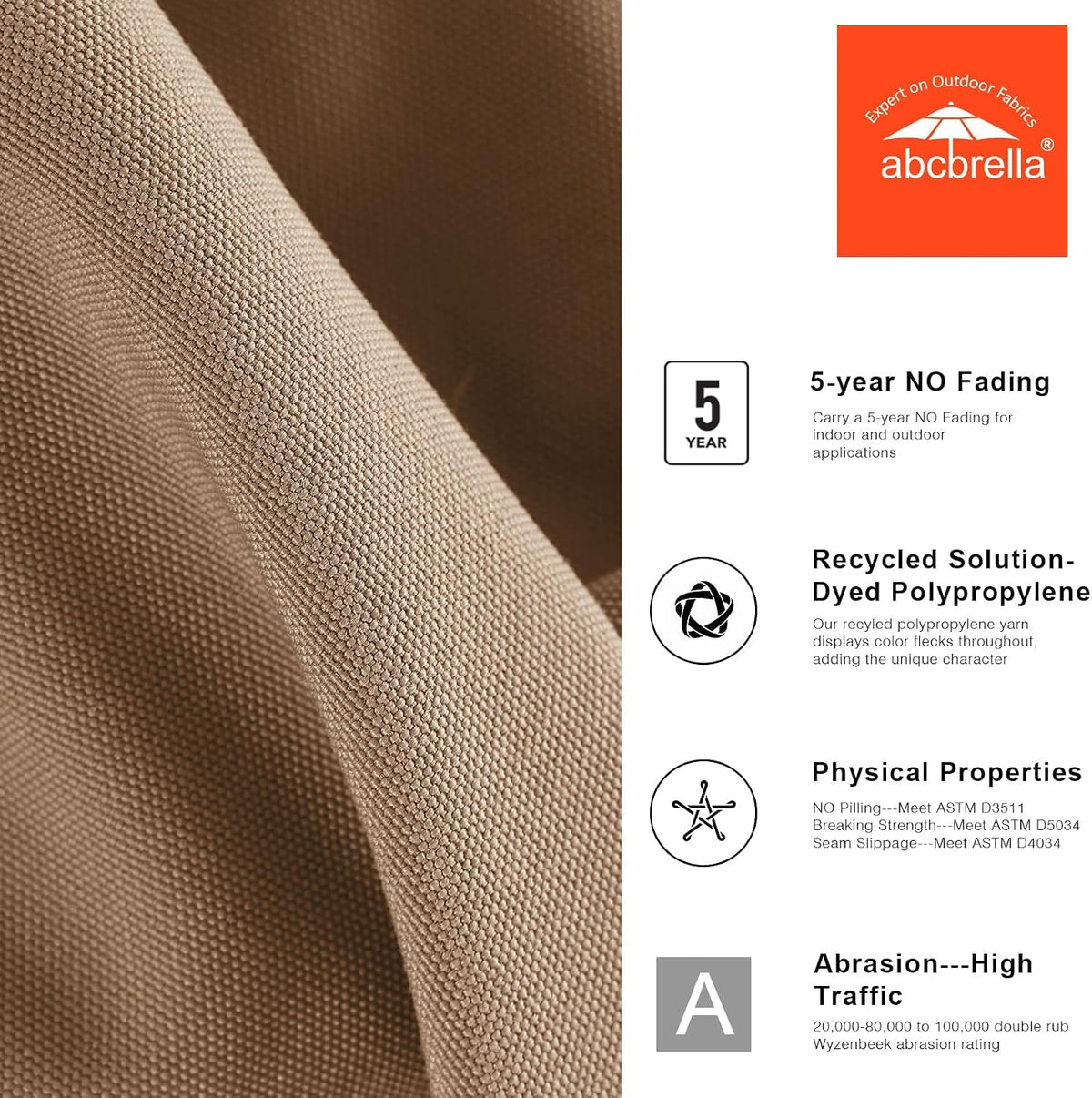 9ft 3 Tier Patio Umbrella Weather Resistant Fabric Khaki