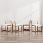 Beige Linen Upholstered Dining Chairs Midcentury Pair