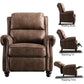Pushback Recliner Chair Leather Rivet Decoration Chocolate