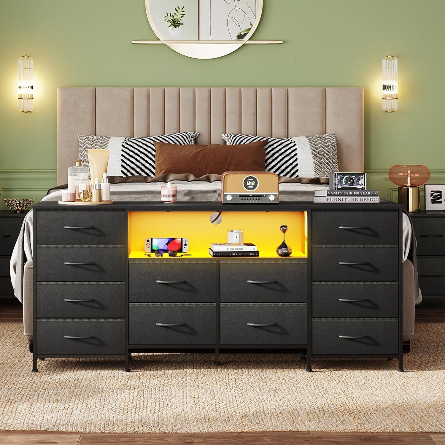 Twelve Drawer Dresser With Contemporary Led Lighting-1
