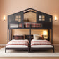 Black Commercia lGrade Triple Bunk Bed House Shaped LED
