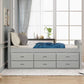 Platform Storage Bed Solid Wood Bed with 6 Drawers Twin Size