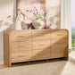 SolidOak Curved Nine Drawer Dresser SixtyThreeInches