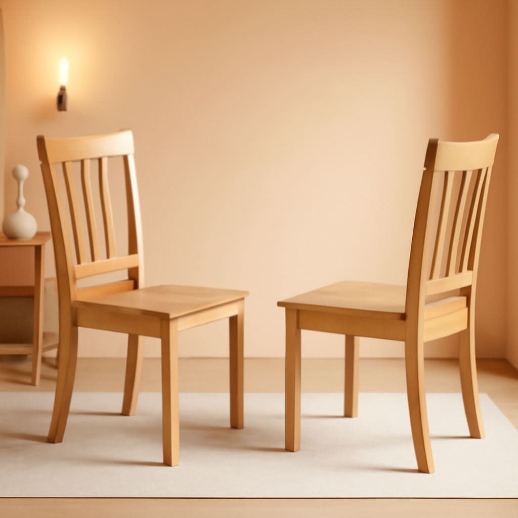 Antique Oak ThirtySevenInch Dining Chairs Pair Set