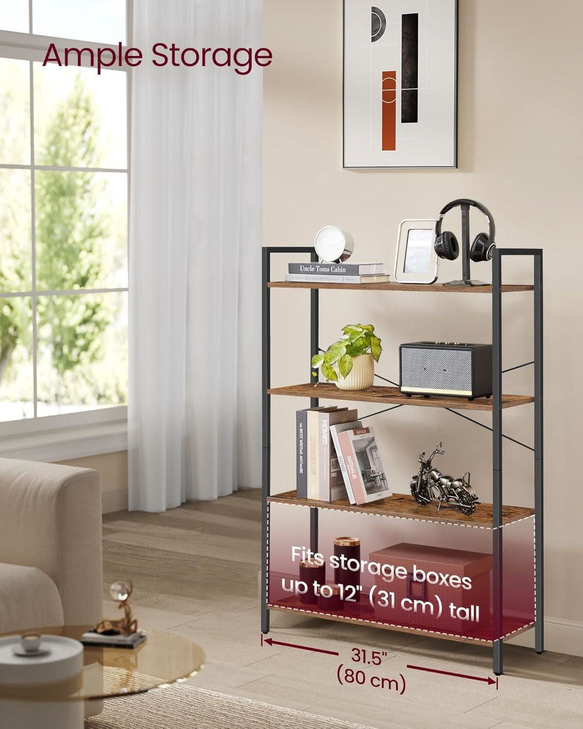 Honey Brown Black Bookcase Featuring Industrial Frame
