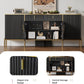 60Inch Black Fluted Buffet Cabinet Featuring Storage