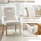 Beige Upholstered Dining Chair With Armrests Tufted