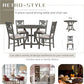 Gray Round Shaped Retro Antiqued Dining Table Curved Legs