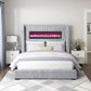 Corduroy Upholstered Queen Platform Bed Frame Gray