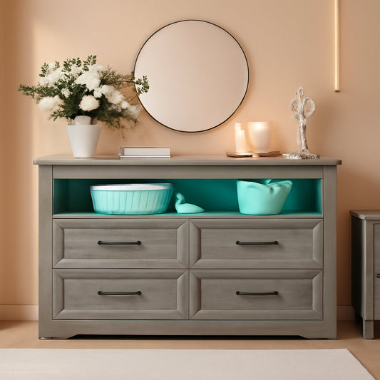 LED Illuminated Charcoal Grey Dresser With Drawers