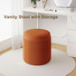 Two Orange Velvet Round Storage Ottoman Multifunction