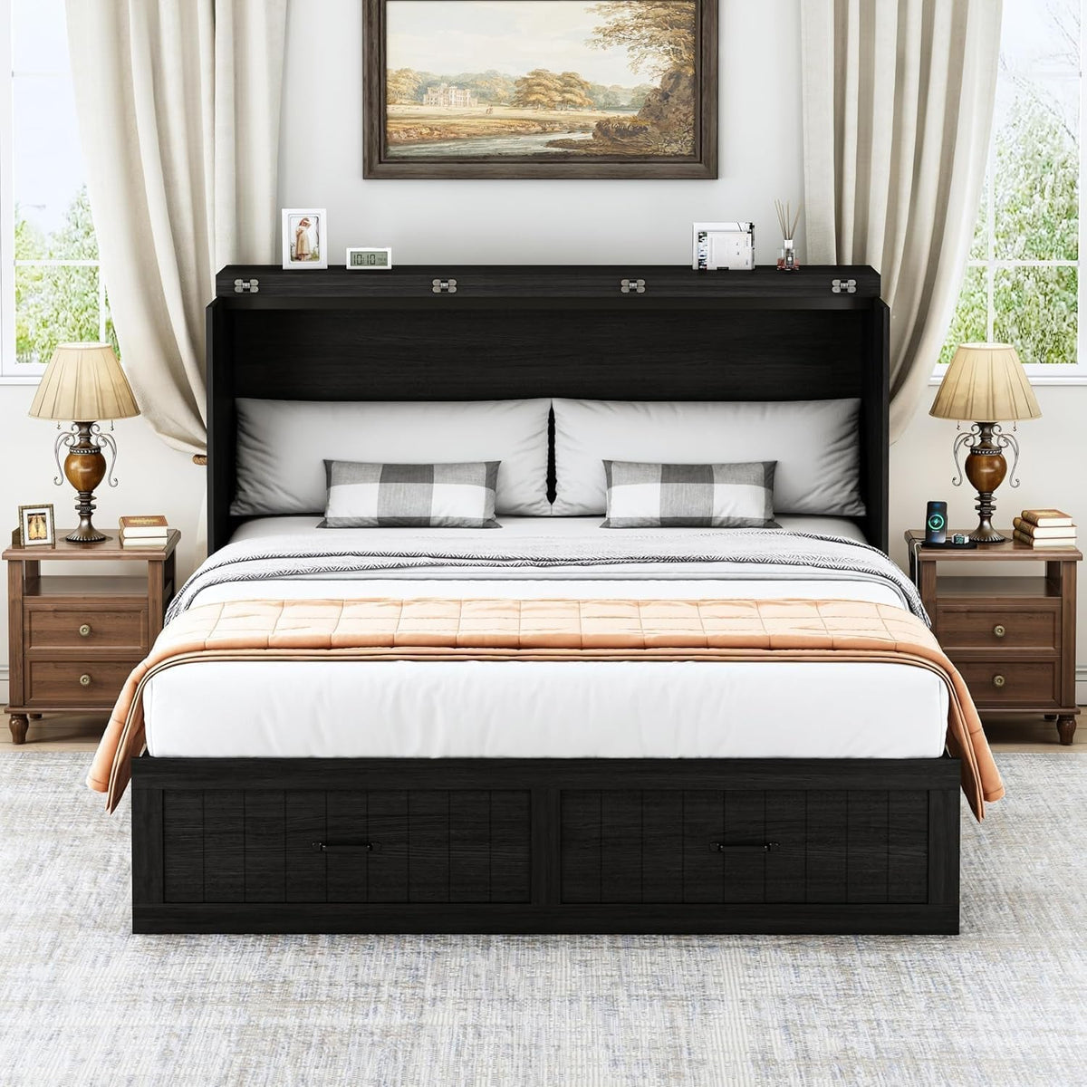 Queen Size Murphy Bed With Integrated Charging Station