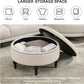 Large 31.5 Inches Round Storage Ottoman LinenBeige