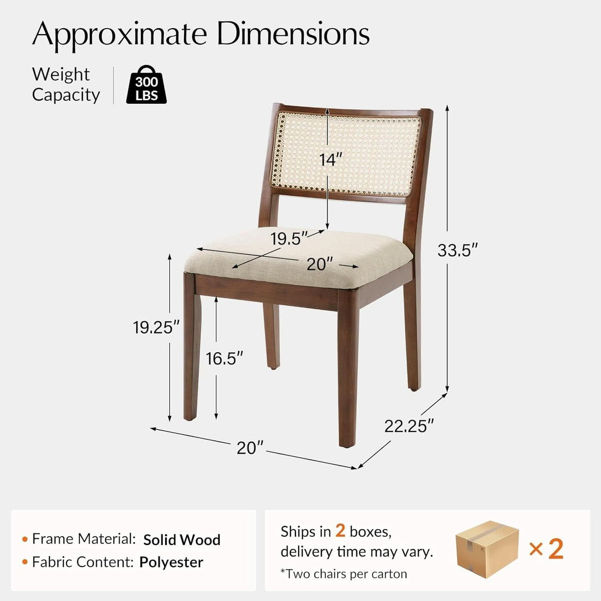 Walnut Rattan Upholstered Dining Chairs Curved Backrest