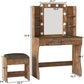 Contemporary Rustic Brown Vanity Desk With Lighting