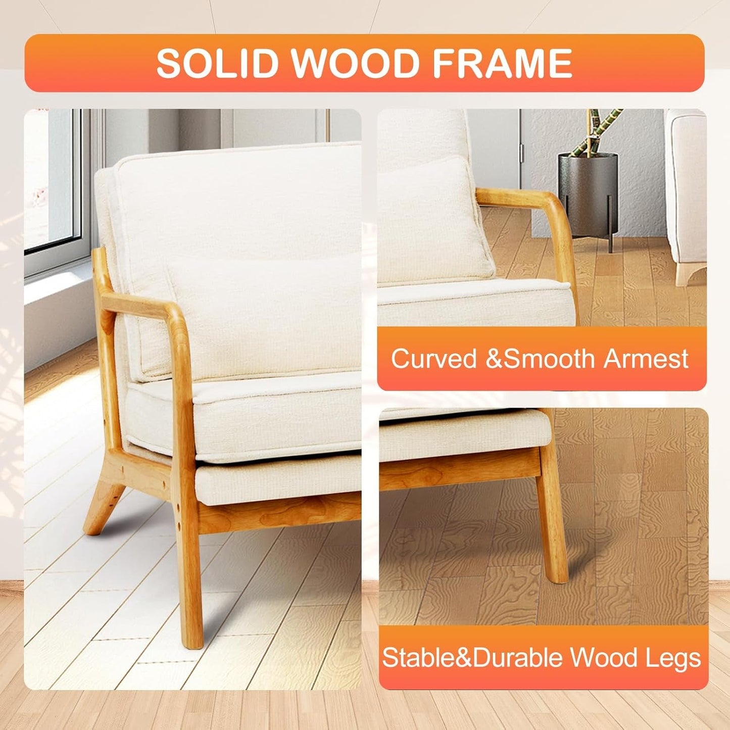 Beige Upholstered Contemporary Modern Accent Chair