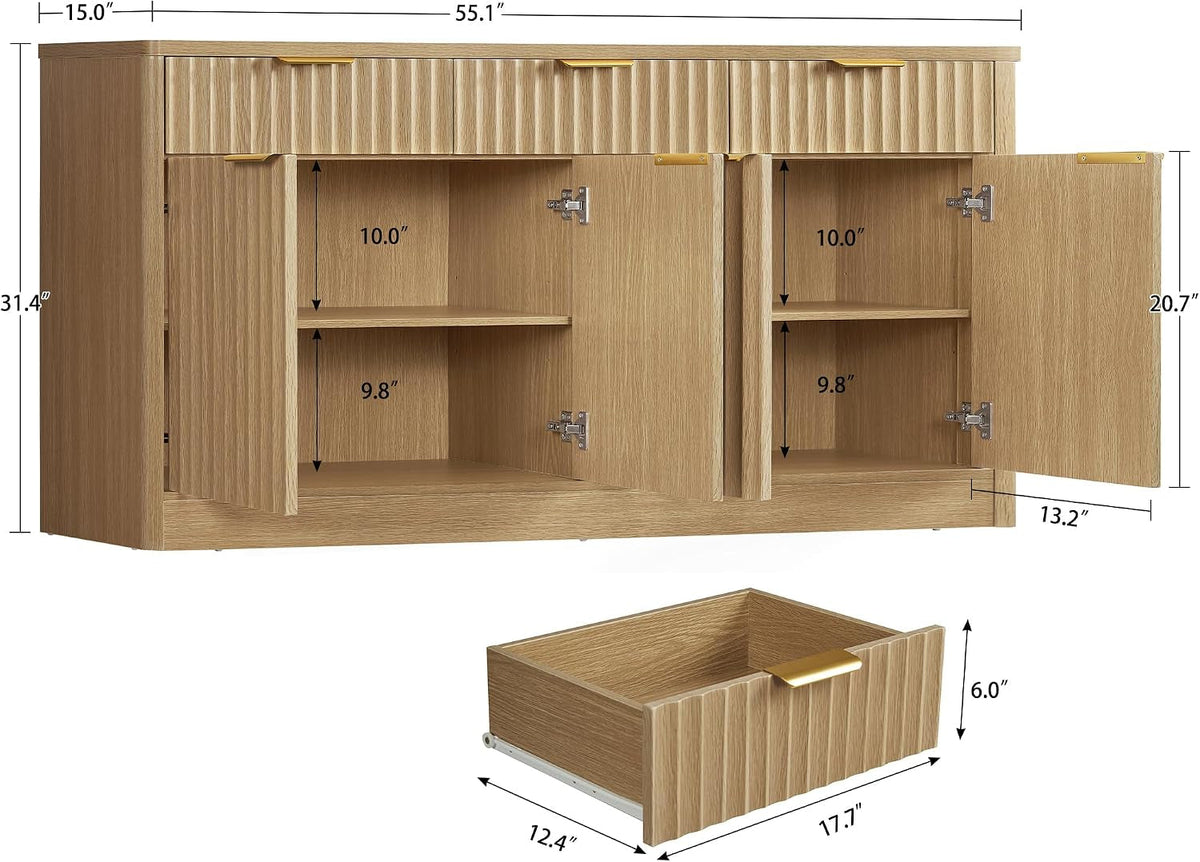 Oversized Buffet Cabinet With Walnut Finish Storage