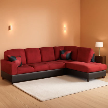 2 Piece Sectional Sofa Set L Shape Microfiber With Chaise Red Right Hand Facing Living Room-0