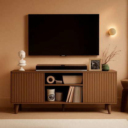 55 Inch Ornatelyfluted TV Stand With Entertainmentcenter