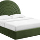 Full Sized Velvet Platform Bed Moss Green