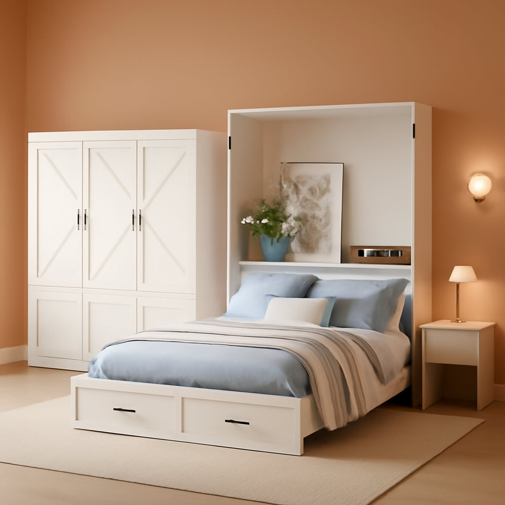 Queen Murphy Bed Cabinet With Integrated USBCharge-0