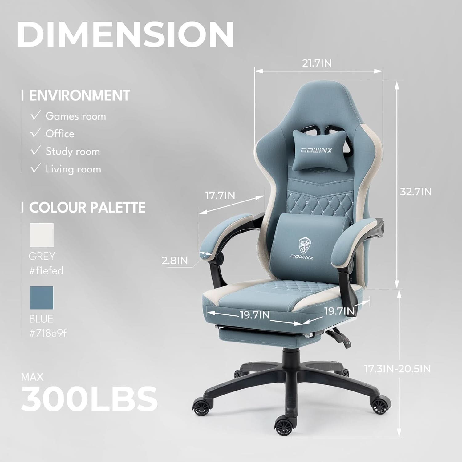 Blue Gaming Chair With Pocket Spring Cushion For Long Gaming Sessions-2